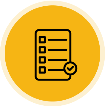 Checklist icon with a yellow background.
